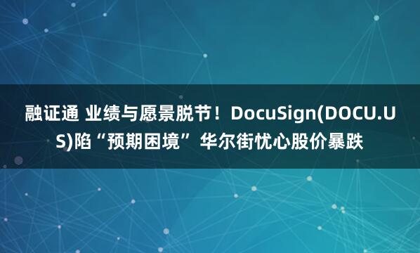 融证通 业绩与愿景脱节！DocuSign(DOCU.US)陷“预期困境” 华尔街忧心股价暴跌