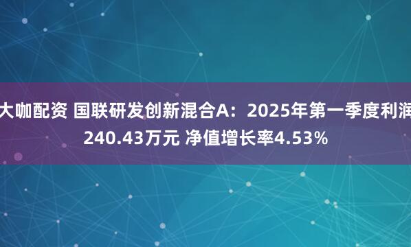 大咖配资 国联研发创新混合A：2025年第一季度利润240.43万元 净值增长率4.53%